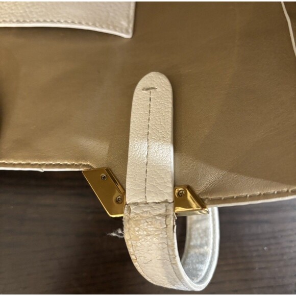 Lauren  Ralph Lauren White/ Crème Medium Tote Bag Purse Gold Accents 12”x12”x4” - Picture 8 of 16